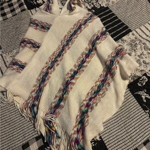 Multicolor Striped Women's Sweater Poncho